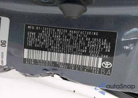 2014 Toyota Corolla Le из США, поврежденный, VIN 5YFBURHE4EP120544